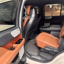 Clean tan leather truck interior after detailing